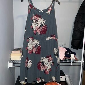Maurices Floral Midi Dress - Gray and Red